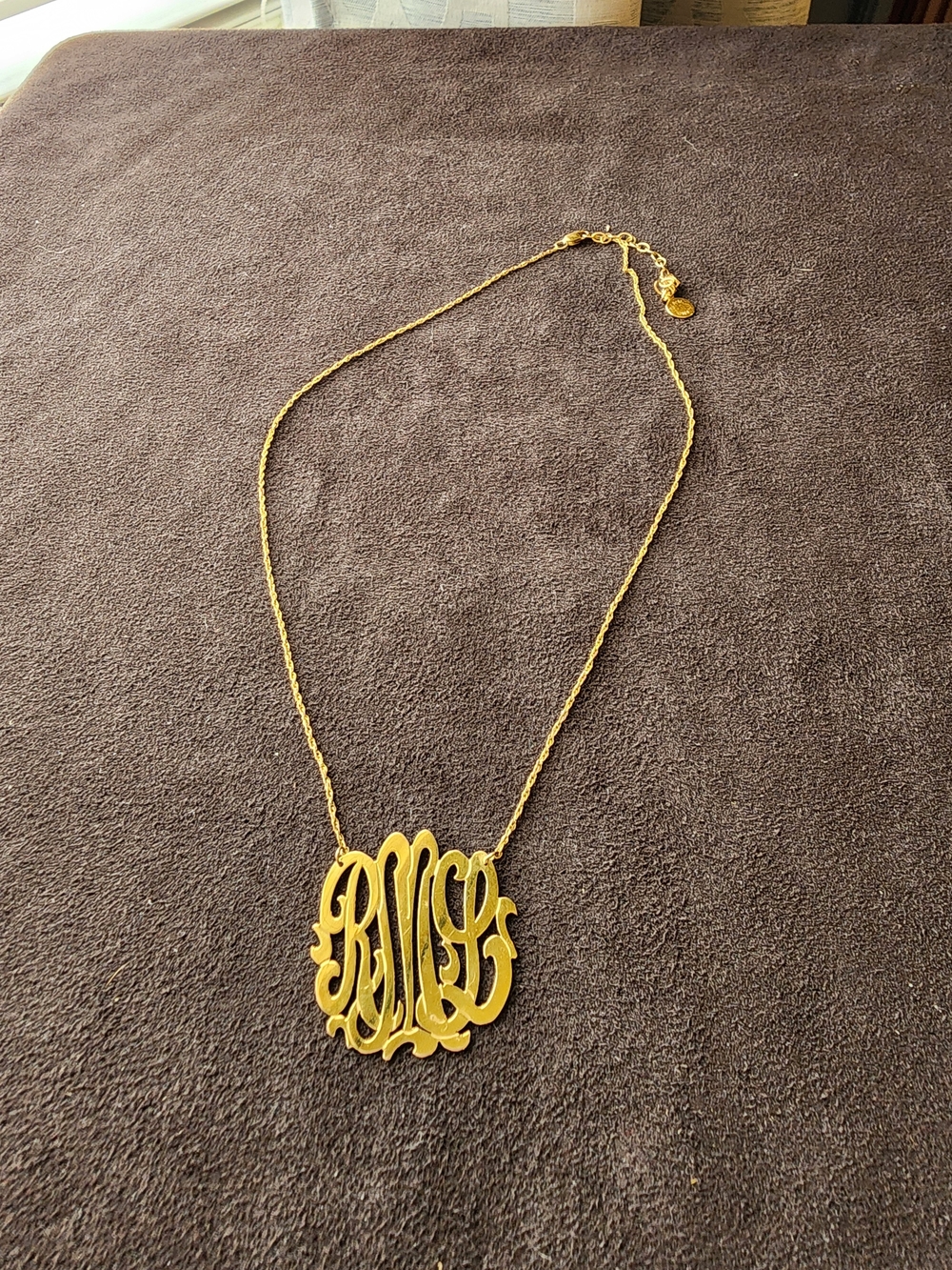 Moon and Lola Gold Interlocking Script Monogram Necklace - Initials RML